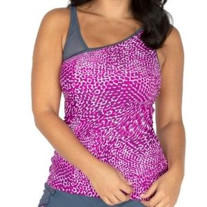 Free Country Asymetical Mesh Shoulder Tankini Top Sz Medium (8/10) NWT
